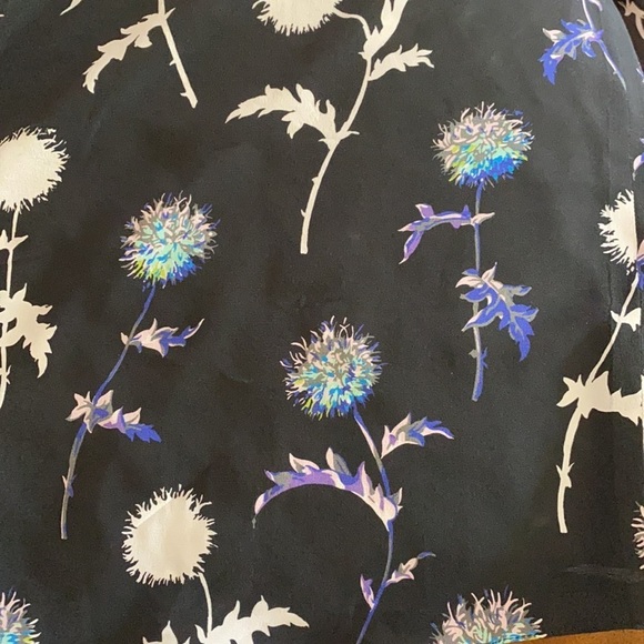 Kenzo Paris / dandelion print silk flutter sleeve Floral crop  Top 44 xl - Picture 8 of 10